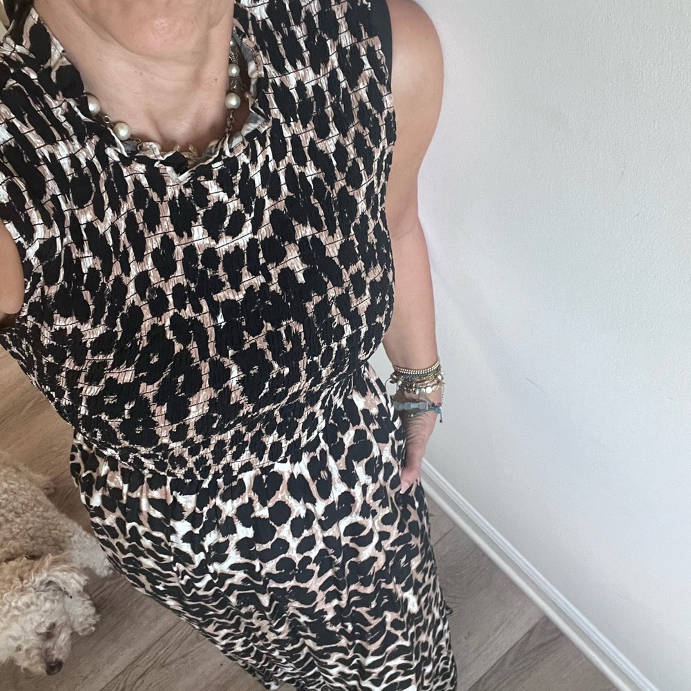 Whistles Black and Cream Animal Print Maxi Dress